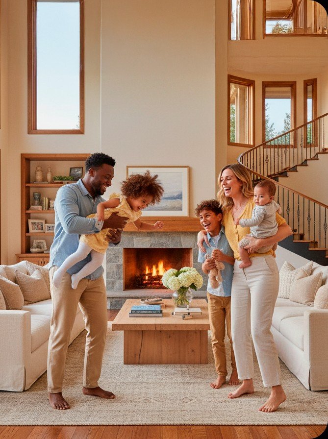 Família em ambiente acolhedor - Moneway